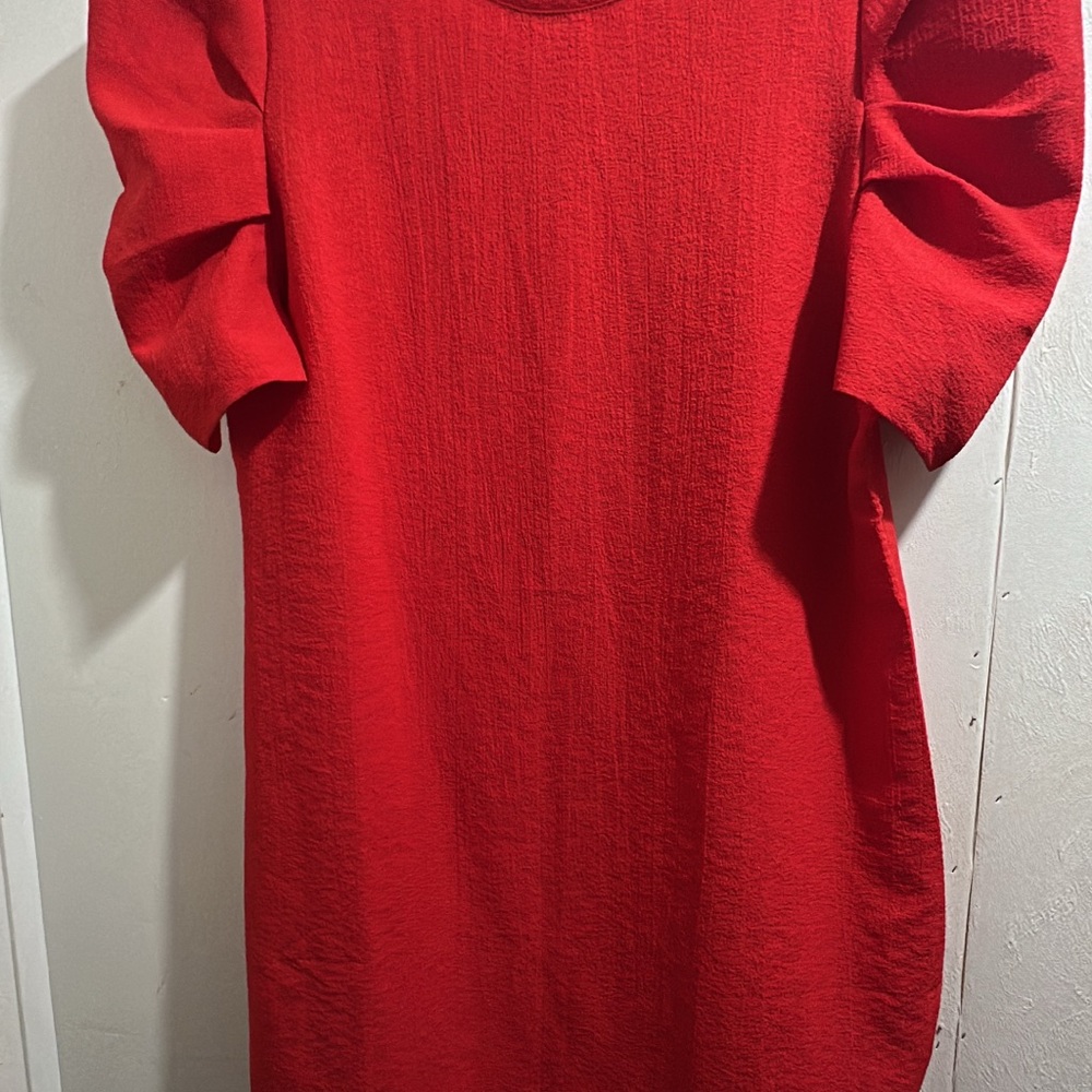 SHEIN Red Puff Sleeve Dress